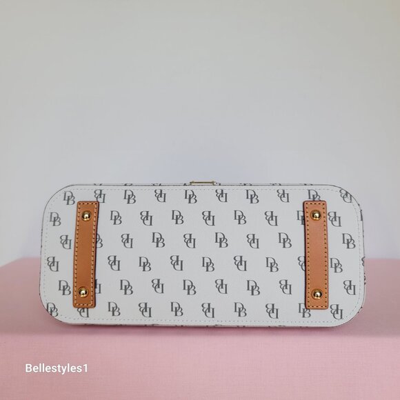 DOONEY & BOURKE Bryce Signature Logo Print Coated Fabric Hobo Bag- Bone color⭐ - Picture 10 of 16